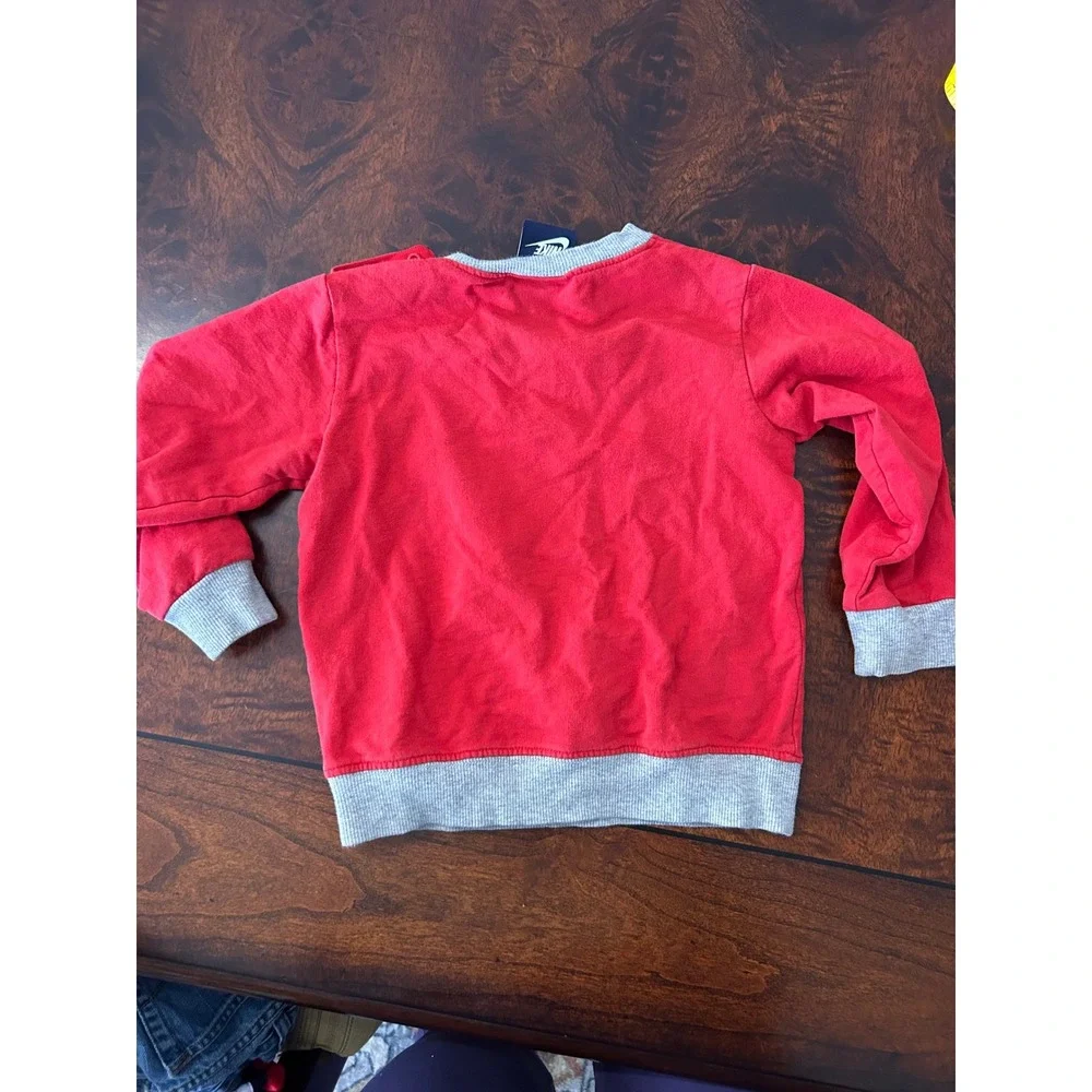 Nike Toddler Boys Red Just Do It Swoosh Crewneck Sweatshirt 24M Snap Shoulder